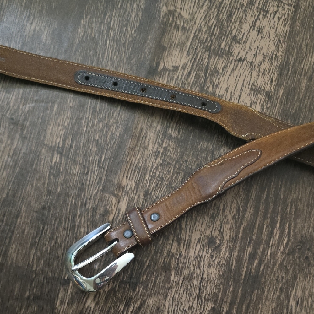 SILVER CREEK Brown Leather Men's Belt 51" Sz 44 Western‎